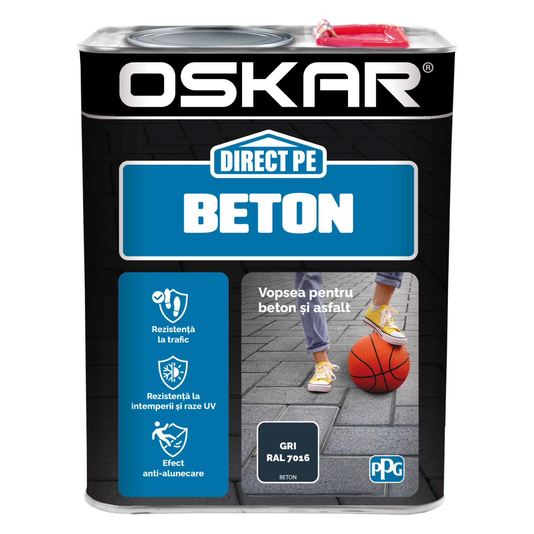 Email Oskar Direct pe beton, gri RAL 7016, interior/exterior, 2.5 l