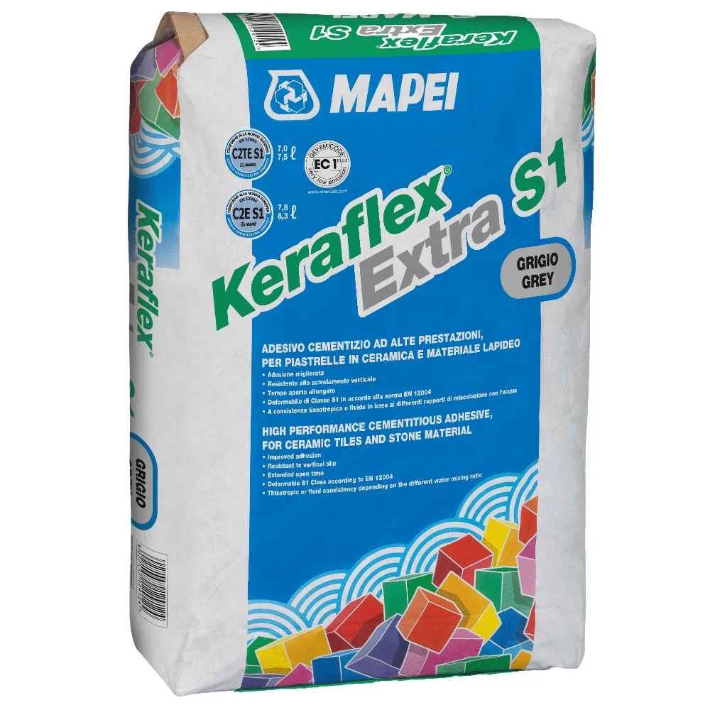 Adeziv pentru placi ceramice si roci naturale Mapei Keraflex Extra S1, interior/exterior, gri, 25 kg