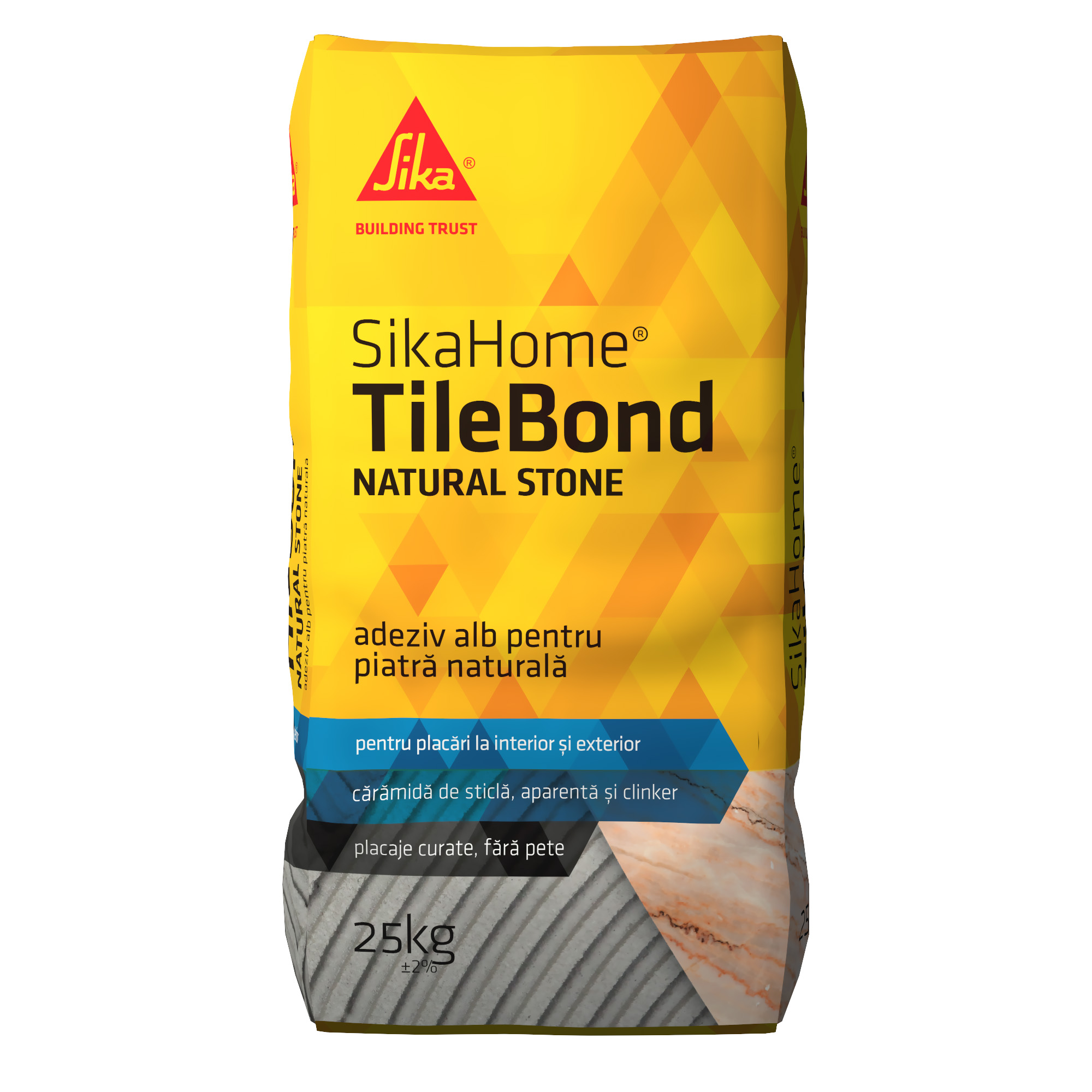 Adeziv placari ceramice si piatra naturala SikaHome® TileBond Natural Stone, interior/exterior, alb, 25 kg