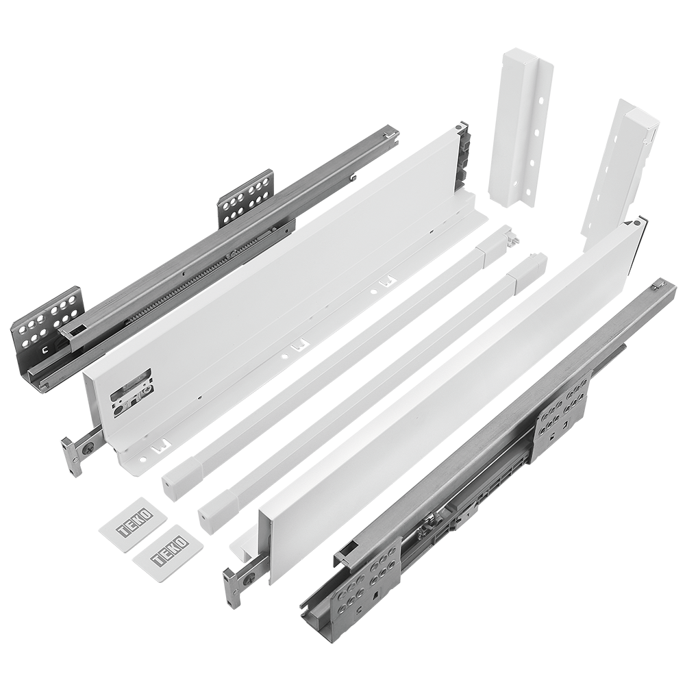 Sistem pentru sertar, Teko Slim, alb, slim, 40 kg, H 199 mm, 400 mm