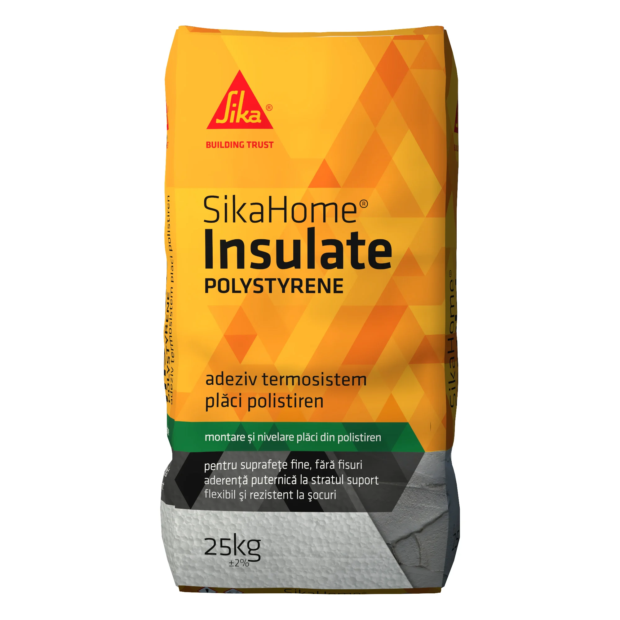 Adeziv si masa de spaclu polistiren SikaHome Insulate Polystyrene, interior/ exterior, gri, 25 Kg