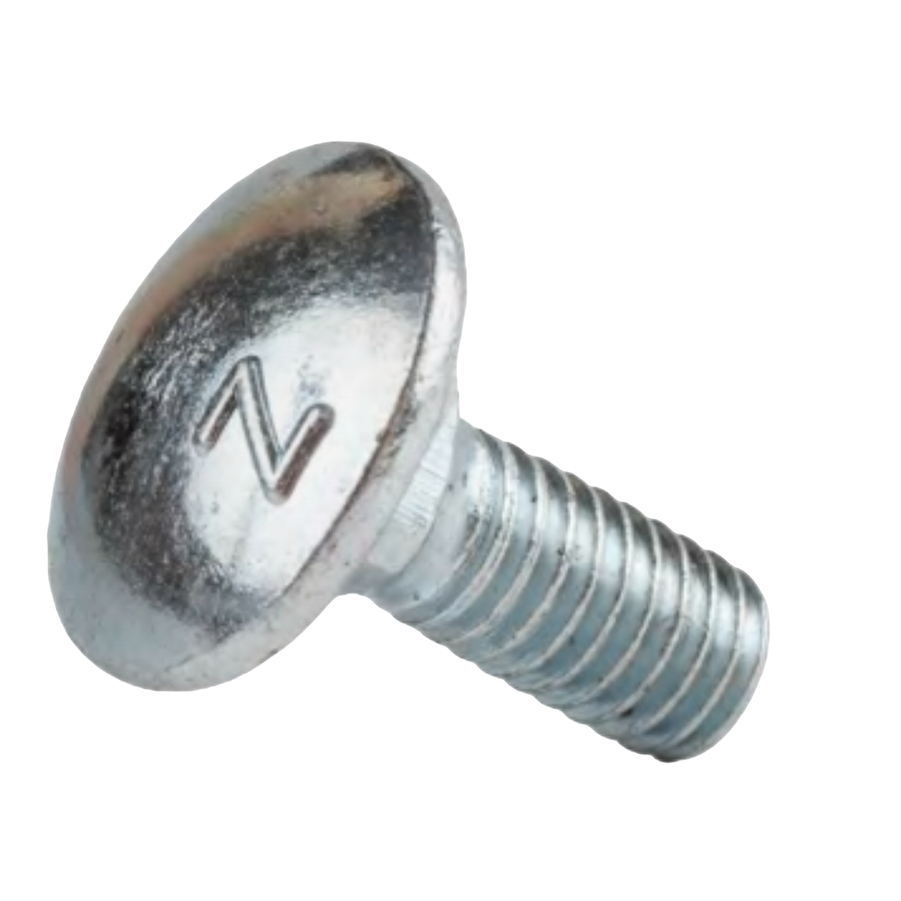 Surub cu cap bombat si gat patrat, otel zincat alb, 10 x 50 mm, 10 buc