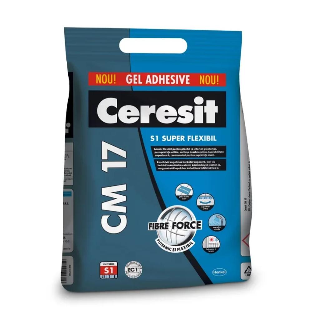 Adeziv flexibil piatra naturala si placari ceramice Ceresit CM 17, interior/exterior, gri, 5 kg