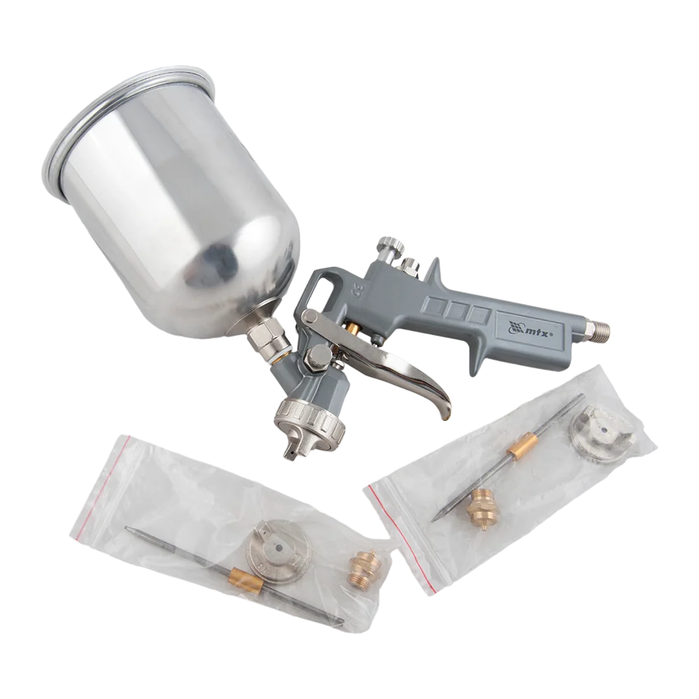 Pistol de vopsit pneumatic MTX, 1.2 mm, 1.5 mm, 1.8 mm, cupa sus, 1 l