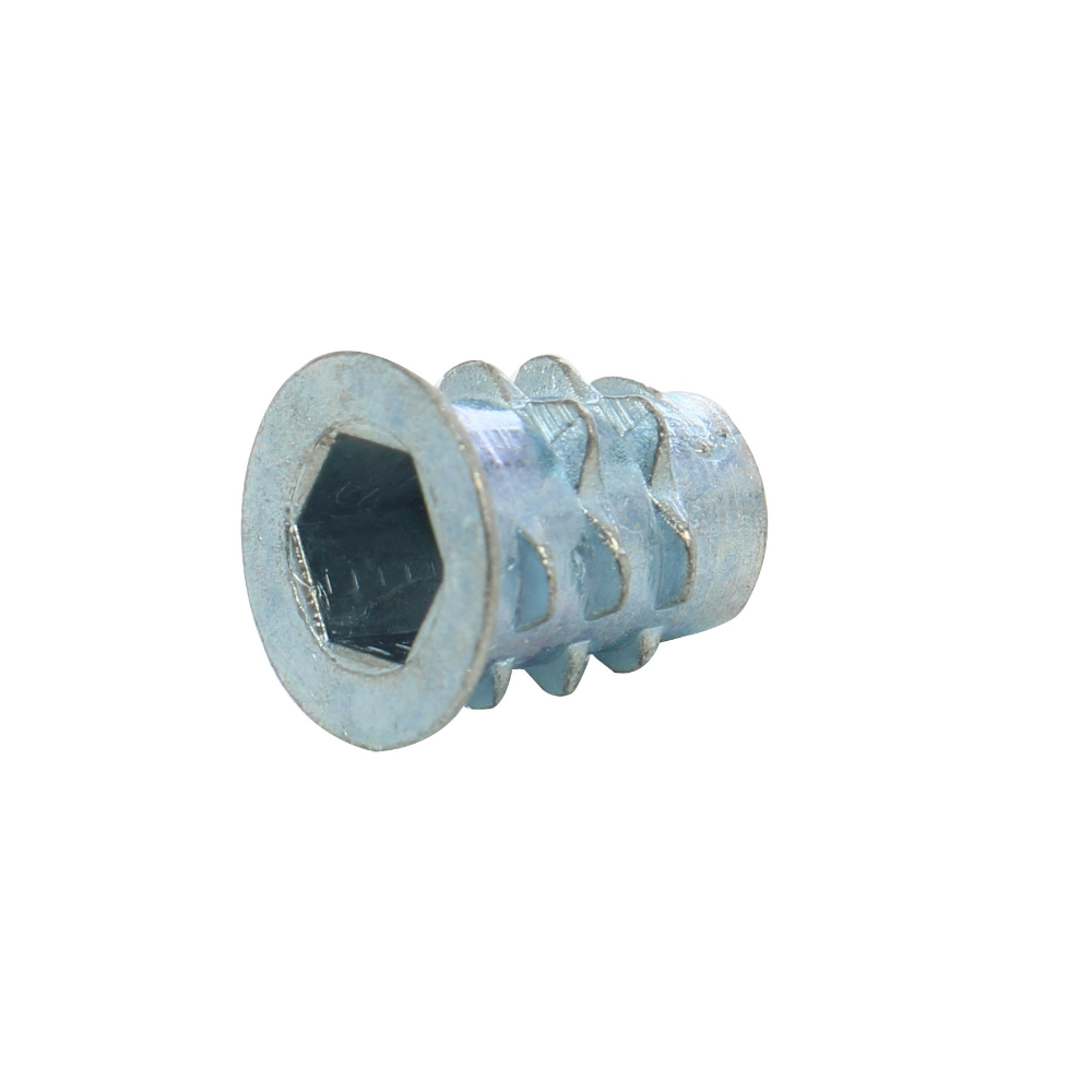Bucsa mica, zincat, alb, dublu filet, M6 x 10 x 10 mm