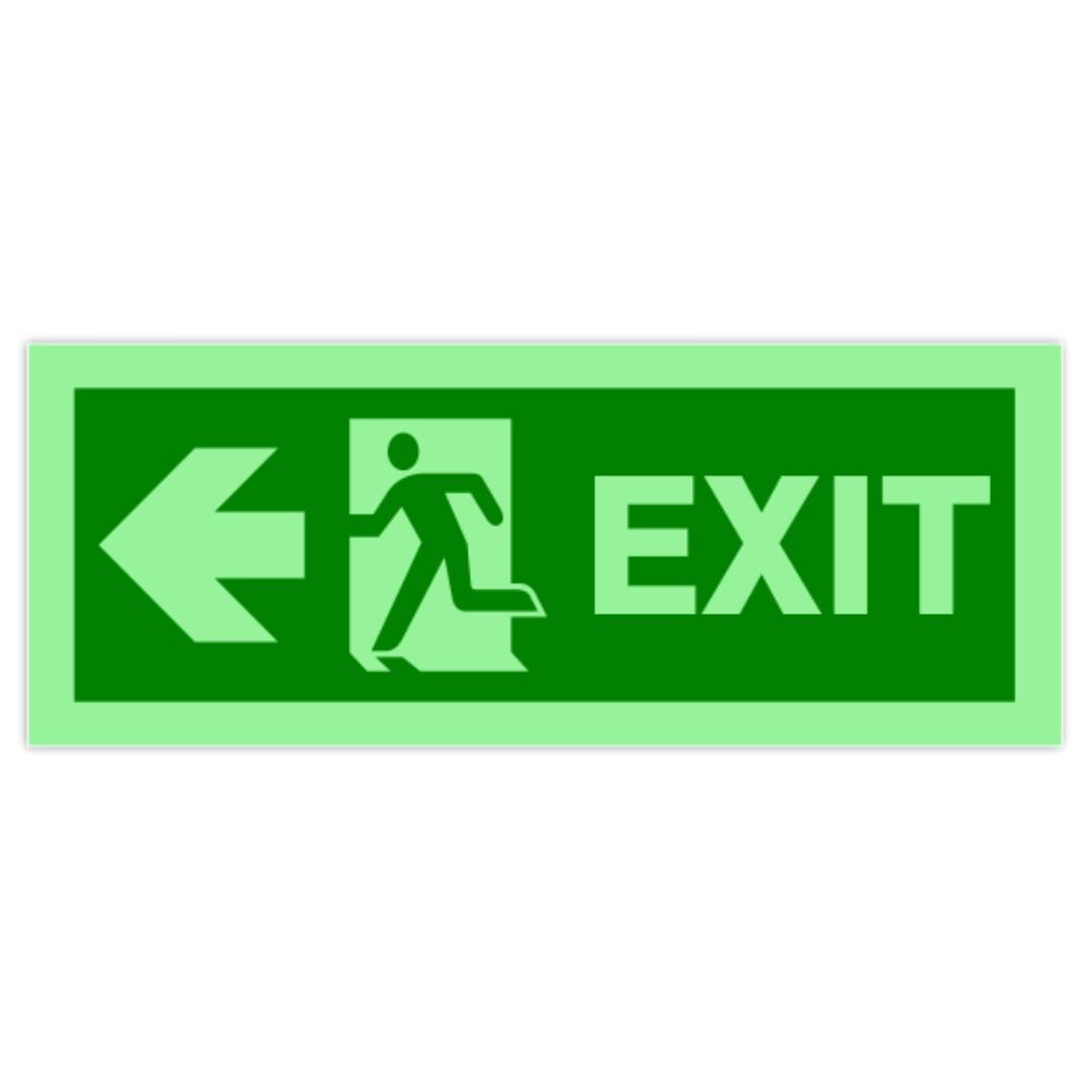 Indicator fotoluminoscent Exit stanga, autocolant, 19.5 x 7.5 cm