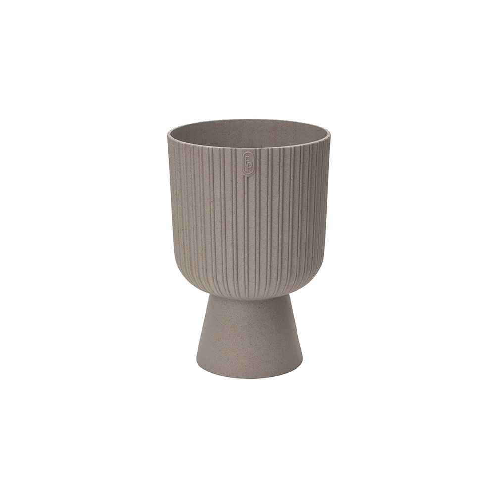 Ghiveci Keli Mika Petit Wood, PVC, gri piatra, diametru 14 cm, inaltime 20.5 cm