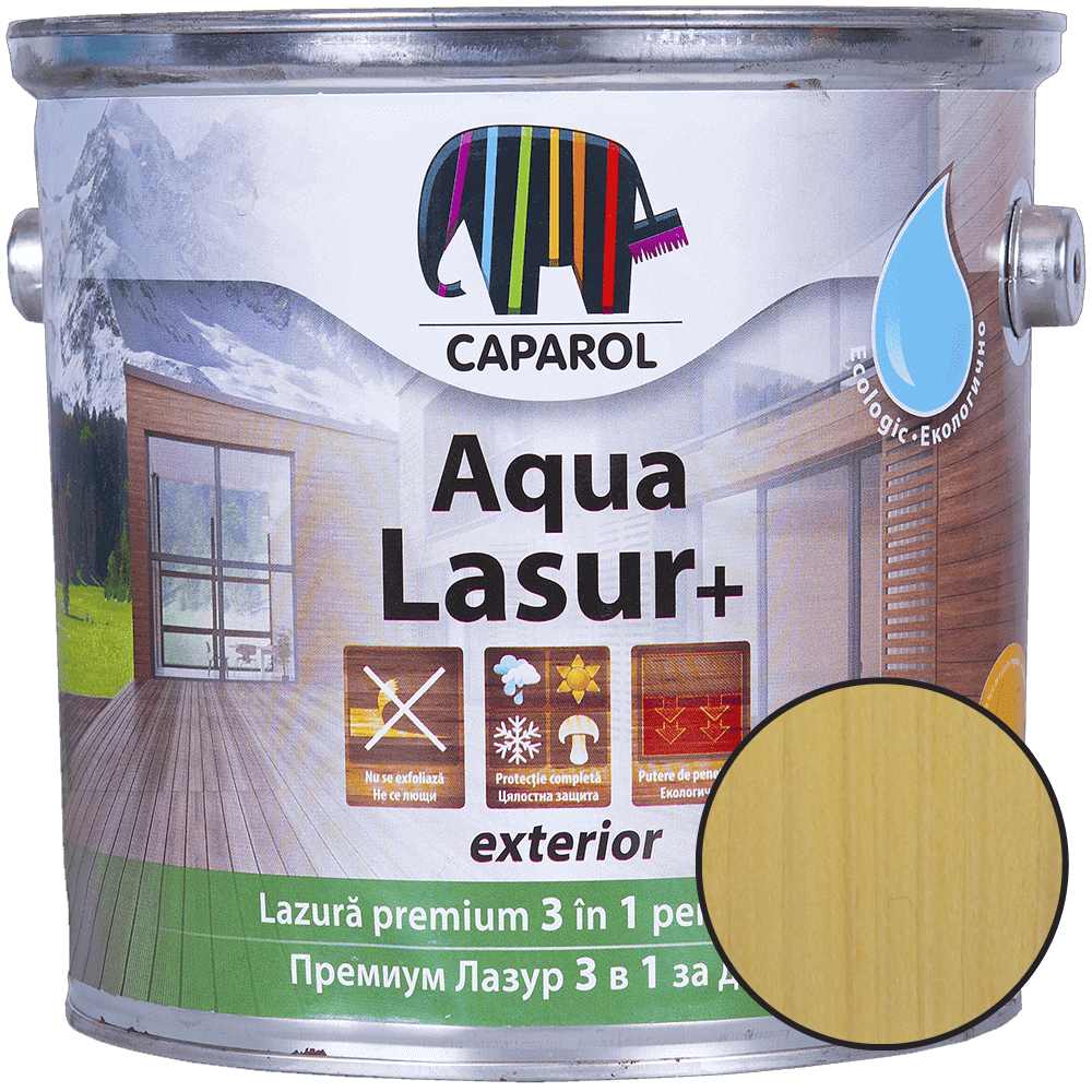 Lazura pentru lemn de exterior Caparol Aqua Lasur +, natur, 2.5 l