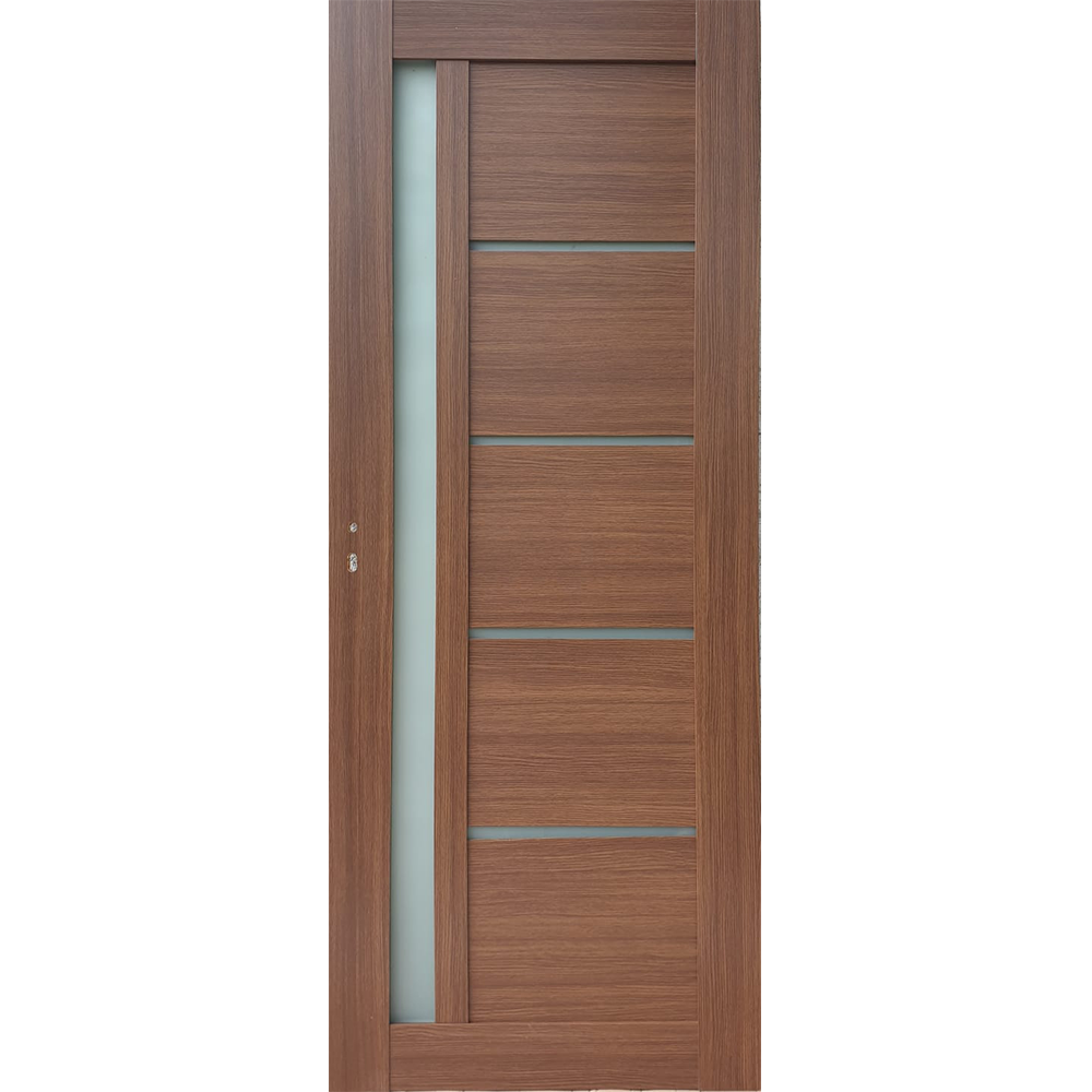 Usa interior celulara cu geam Pamate U72, reversibila, MDF, stejar auriu, toc fix, 200 x 60 x 3.5 cm