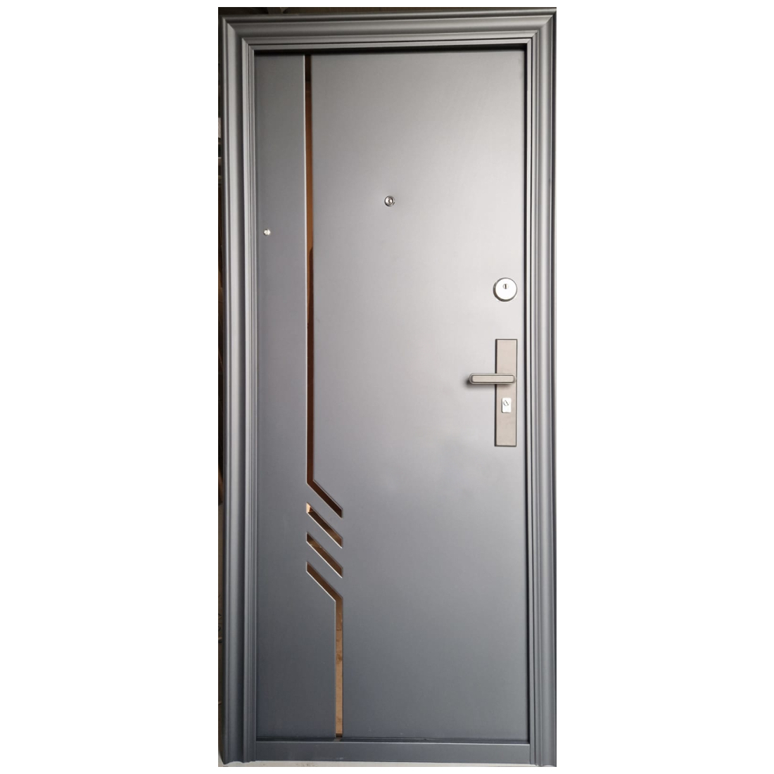 Usa metalica de intrare in apartament Y-03, tabla, deschidere stanga, culoare gri antracit, 2020 x 880 mm