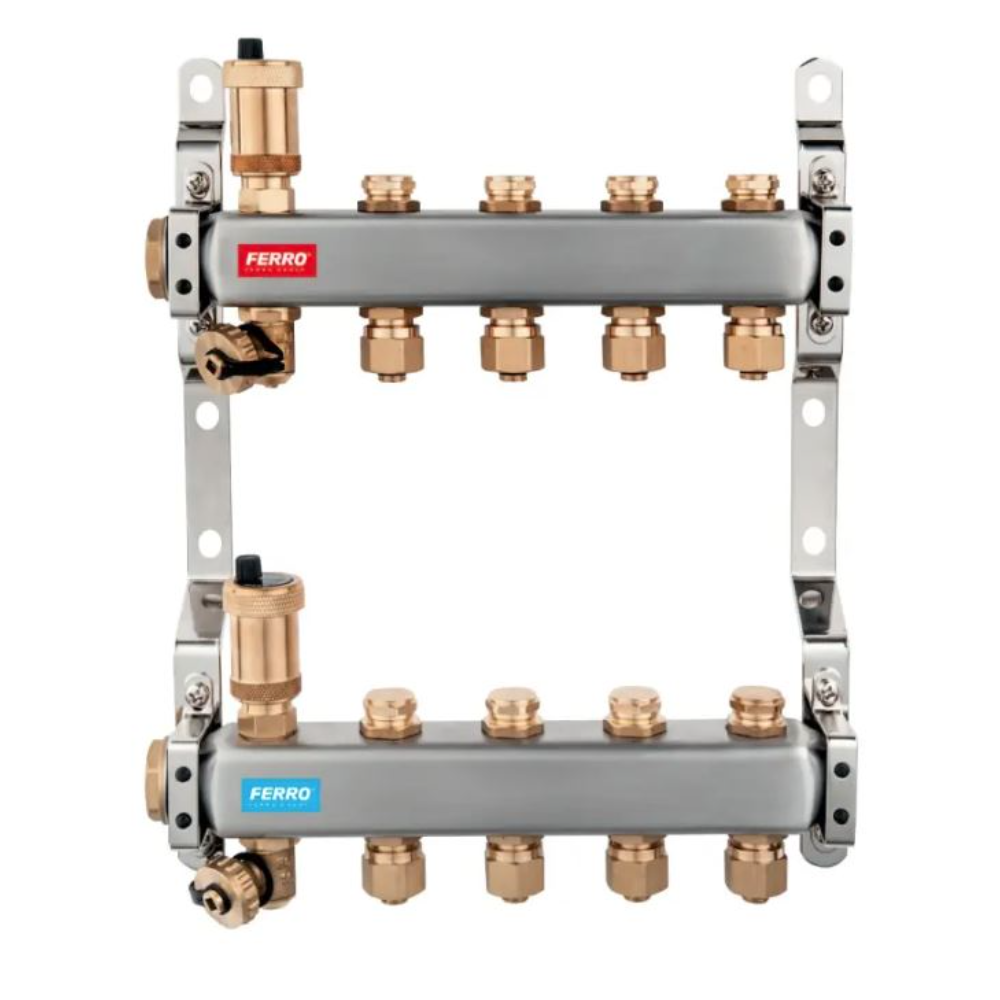 Distribuitor Ferro SN-RO04S, 4 circuite, inox, 1 inch