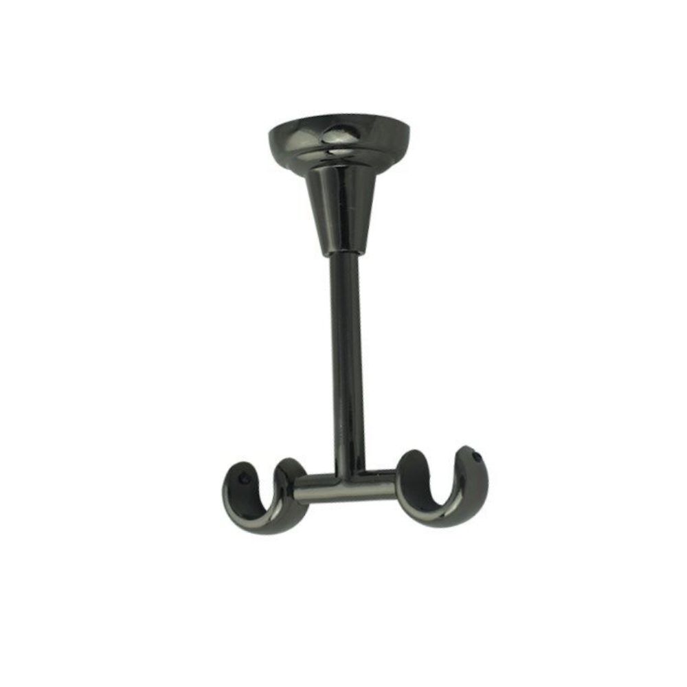 Consola galerie fier forjat, prindere tavan, 16 mm, negru, set 2 buc