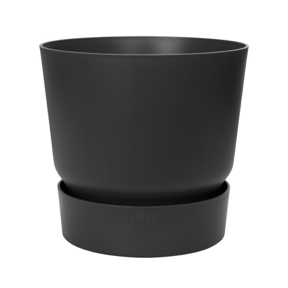 Ghiveci Elho Greenville, plastic, negru, 13.3 l, diametru 29.5 cm, 27.8 cm