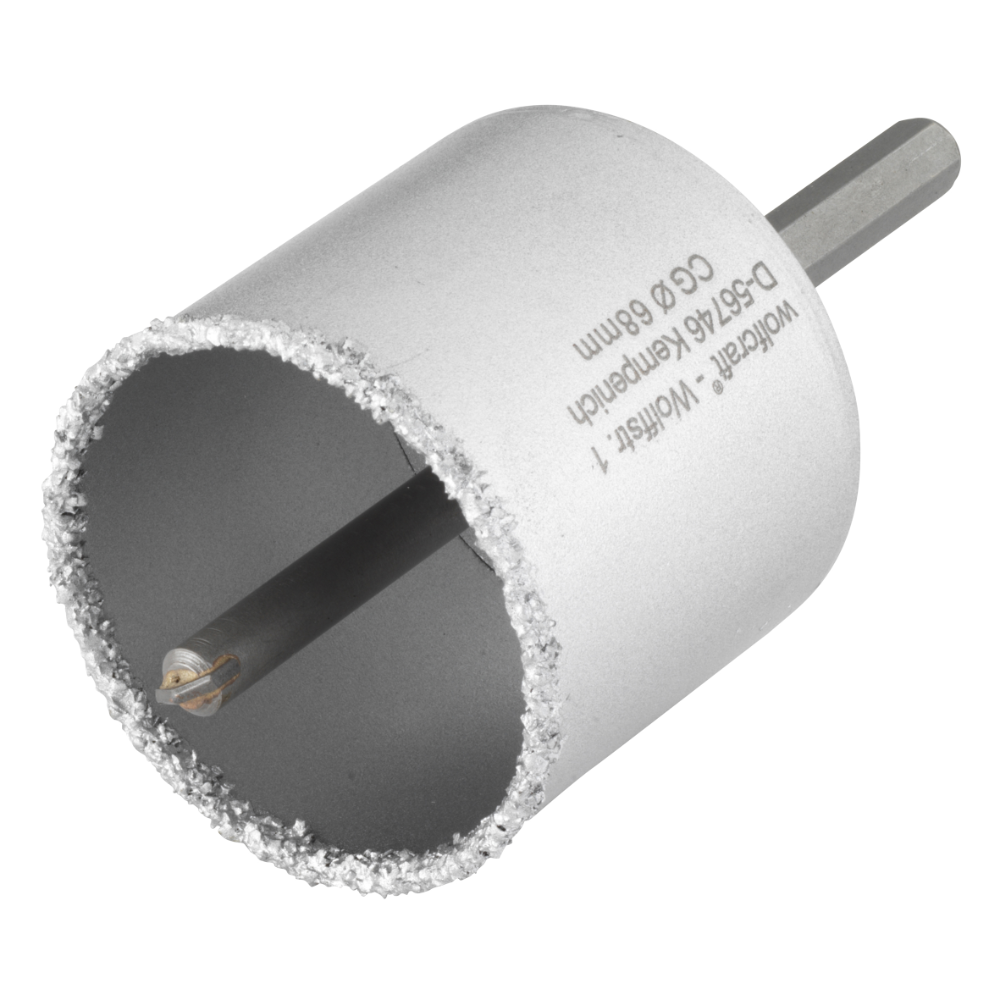 Carota cu acoperire Tungsten, cu ax si burghiu, 55 mm