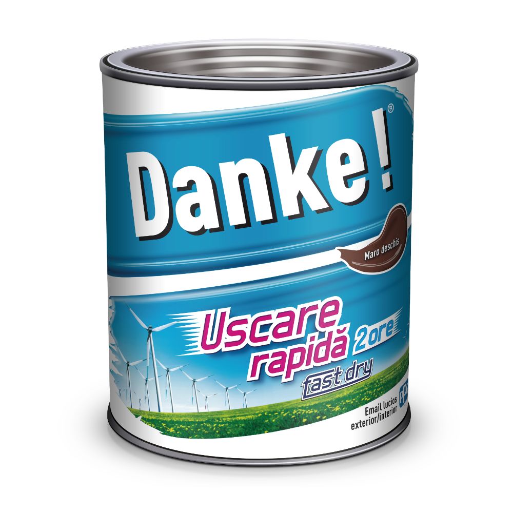 Email Danke uscare rapida, pentru metal, lemn, zidarie, exterior/interior, maro deschis, lucios, 2.5 l