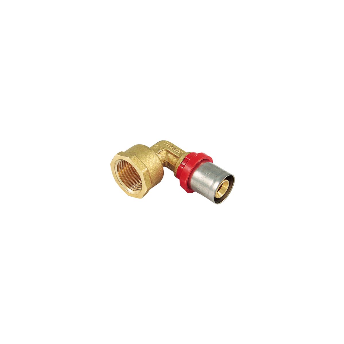 Cot cu presare multistrat Tiemme, filet interior, alama, diametru 20 mm x racord 1/2
