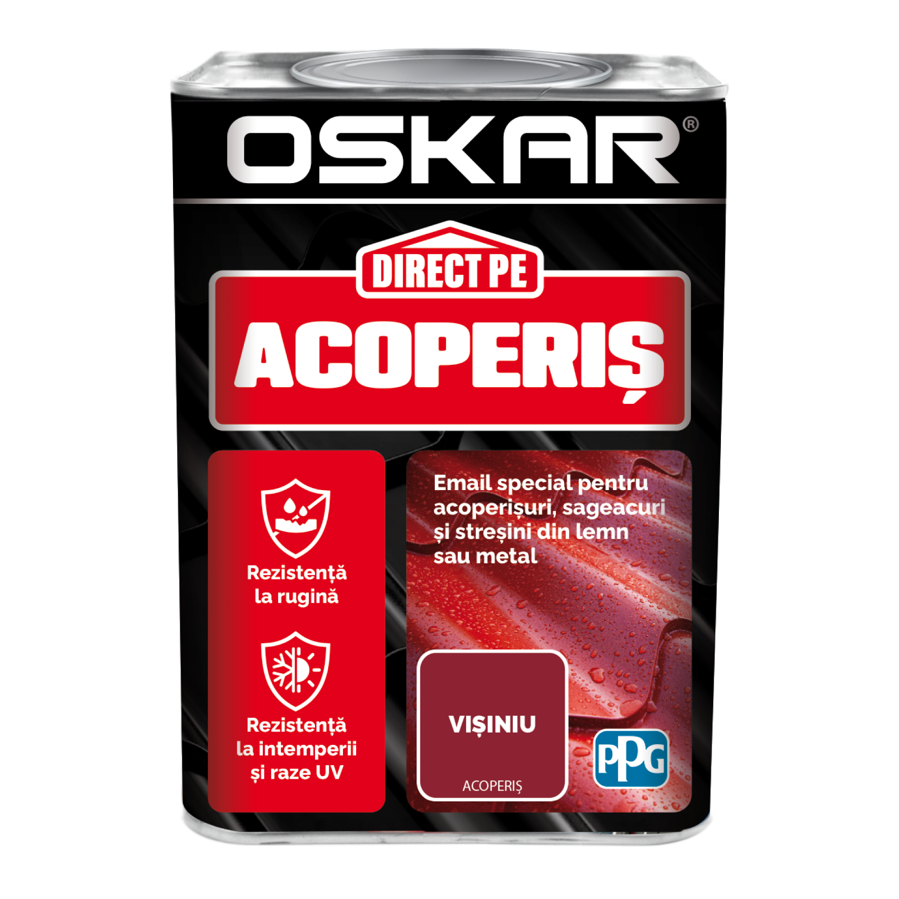 Vopsea Oskar Direct pe Acoperis, visiniu, exterior, 0.75 l