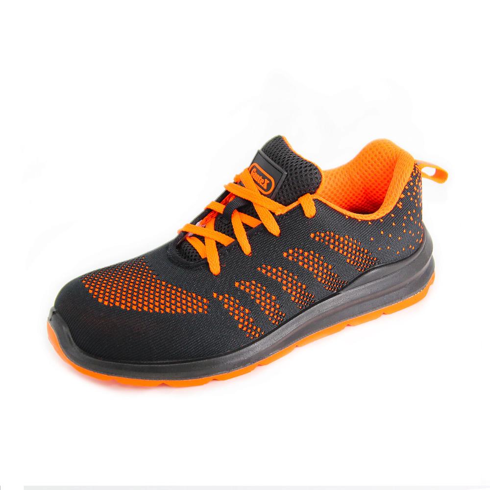 Pantofi de protectie cu bombeu metalic Gantex Petra S1, textil, talpa antiderapanta, antistatica, unisex, primavara-vara, negru si portocaliu, marimea 35