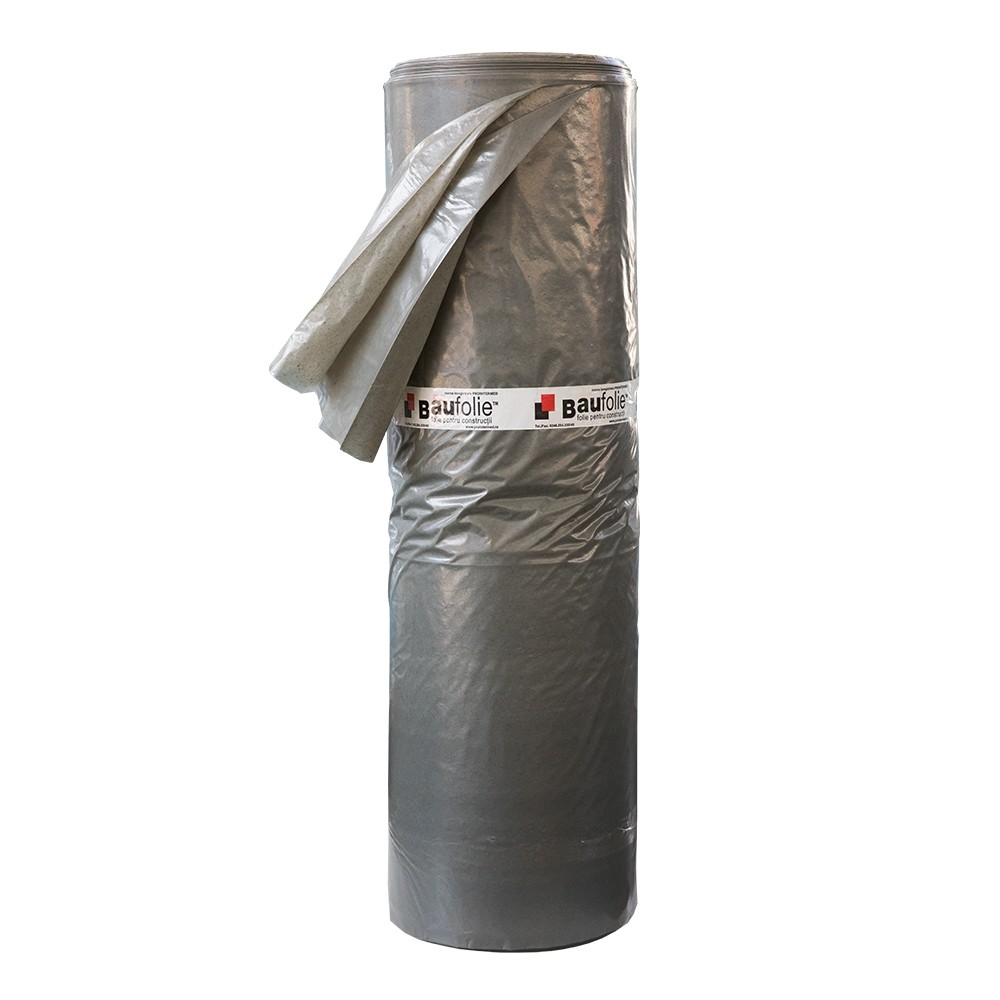 Folie pentru constructii Baufolie, polietilena reciclata, negru, grosime 0.15 mm, 4 x 100 m