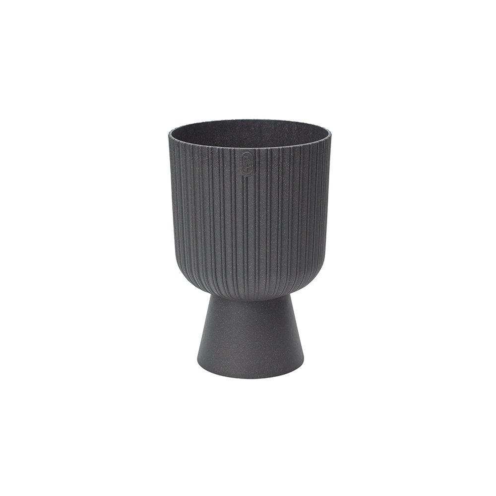Ghiveci Keli Mika Petit Wood, PVC, antracit piatra, diametru 14 cm, inaltime 20.5 cm