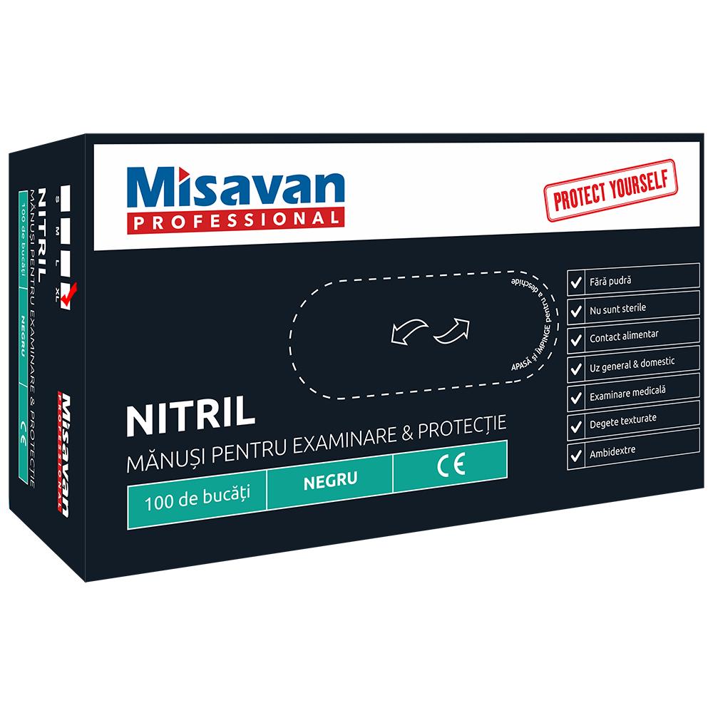 Manusi unica folosinta nitril, negre, marime XL, 100 buc
