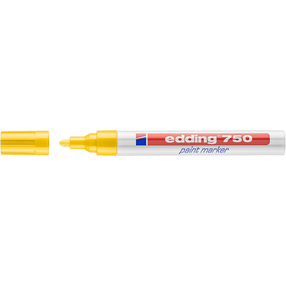 Marker permanent Edding 750, corp metalic, varf rotund, 2-4 mm, cu vopsea galbena