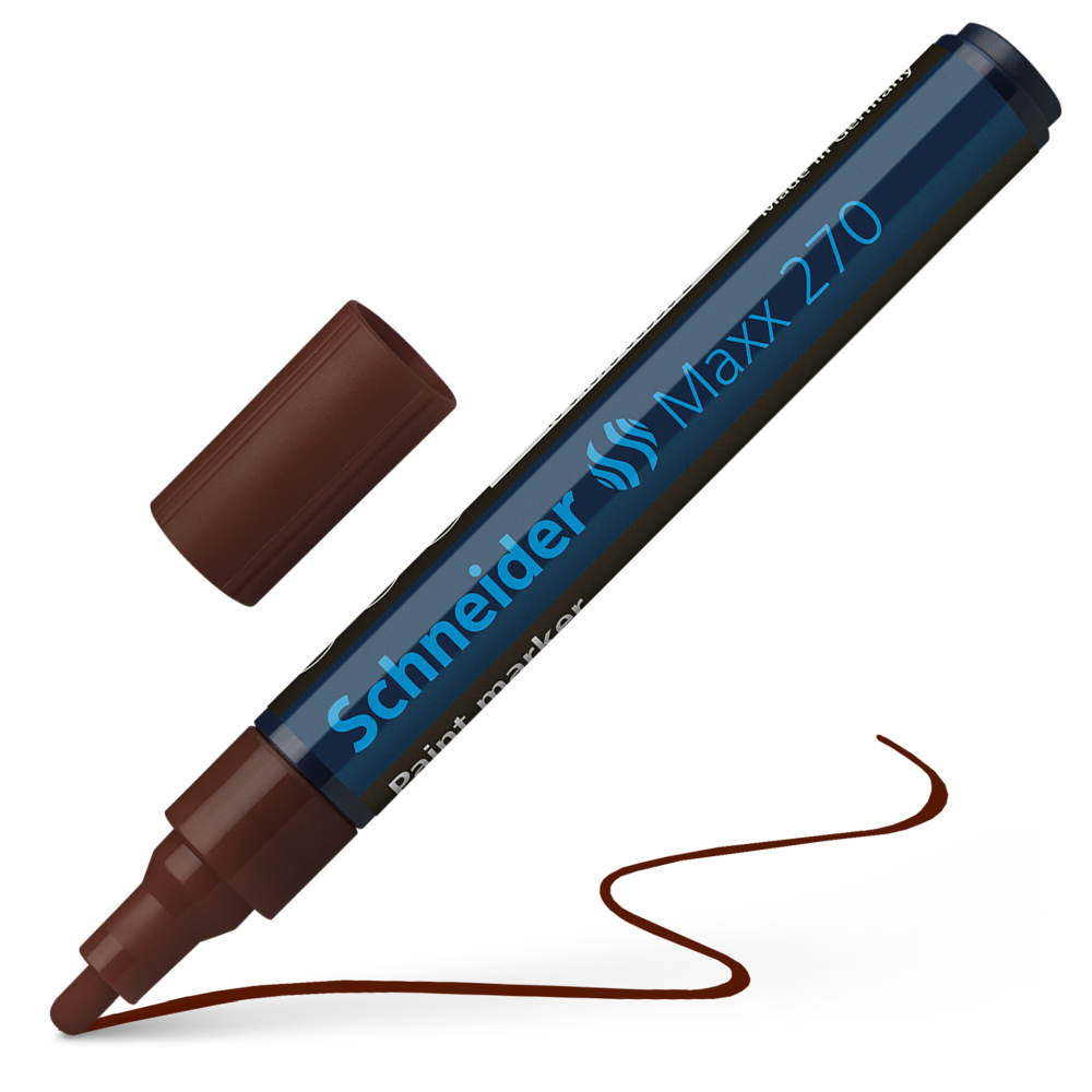 Marker permanent Schneider, varf rotund, 3 mm, cu vopsea maro