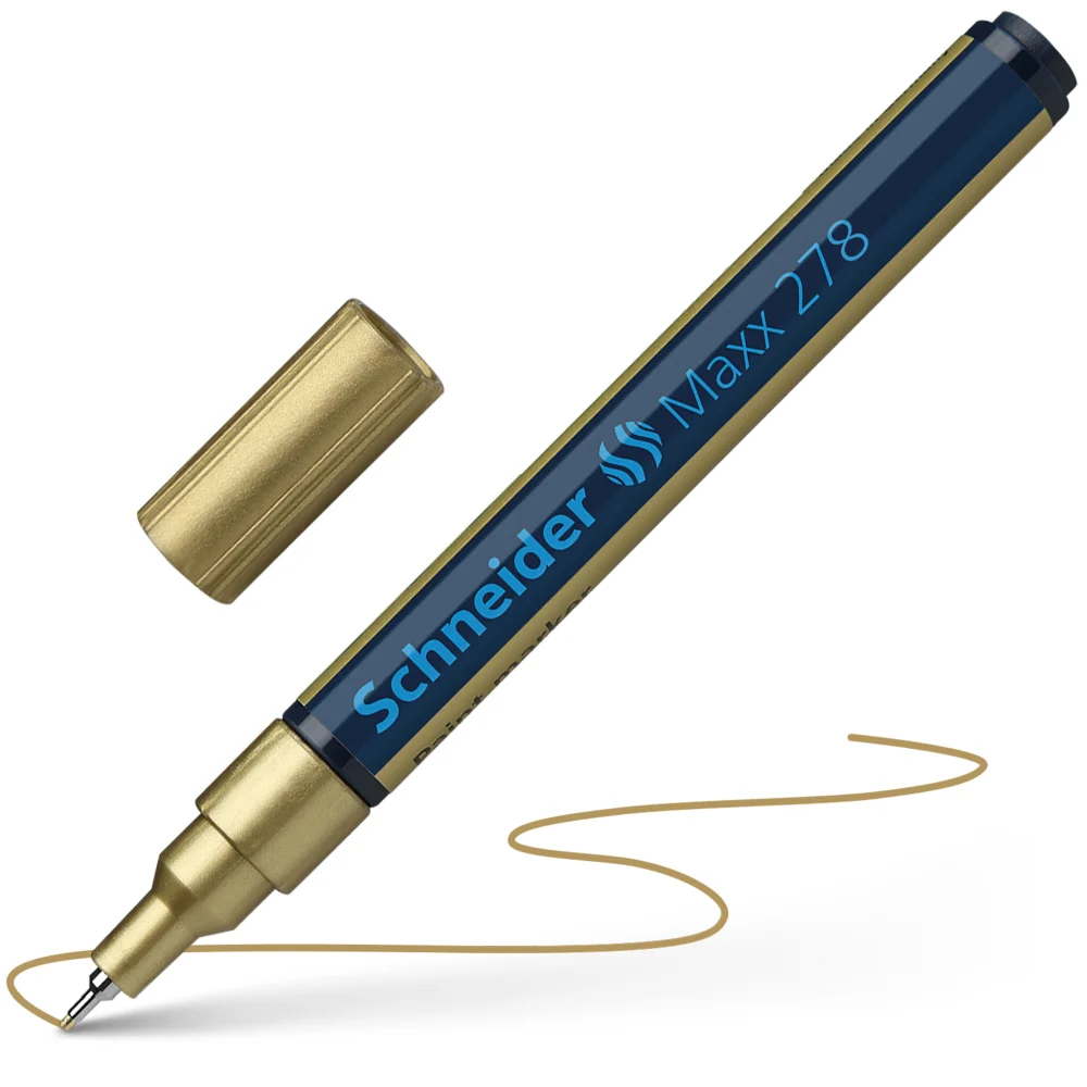 Marker permanent Schneider, varf subtire, 0.8 mm, cu vopsea aurie 278