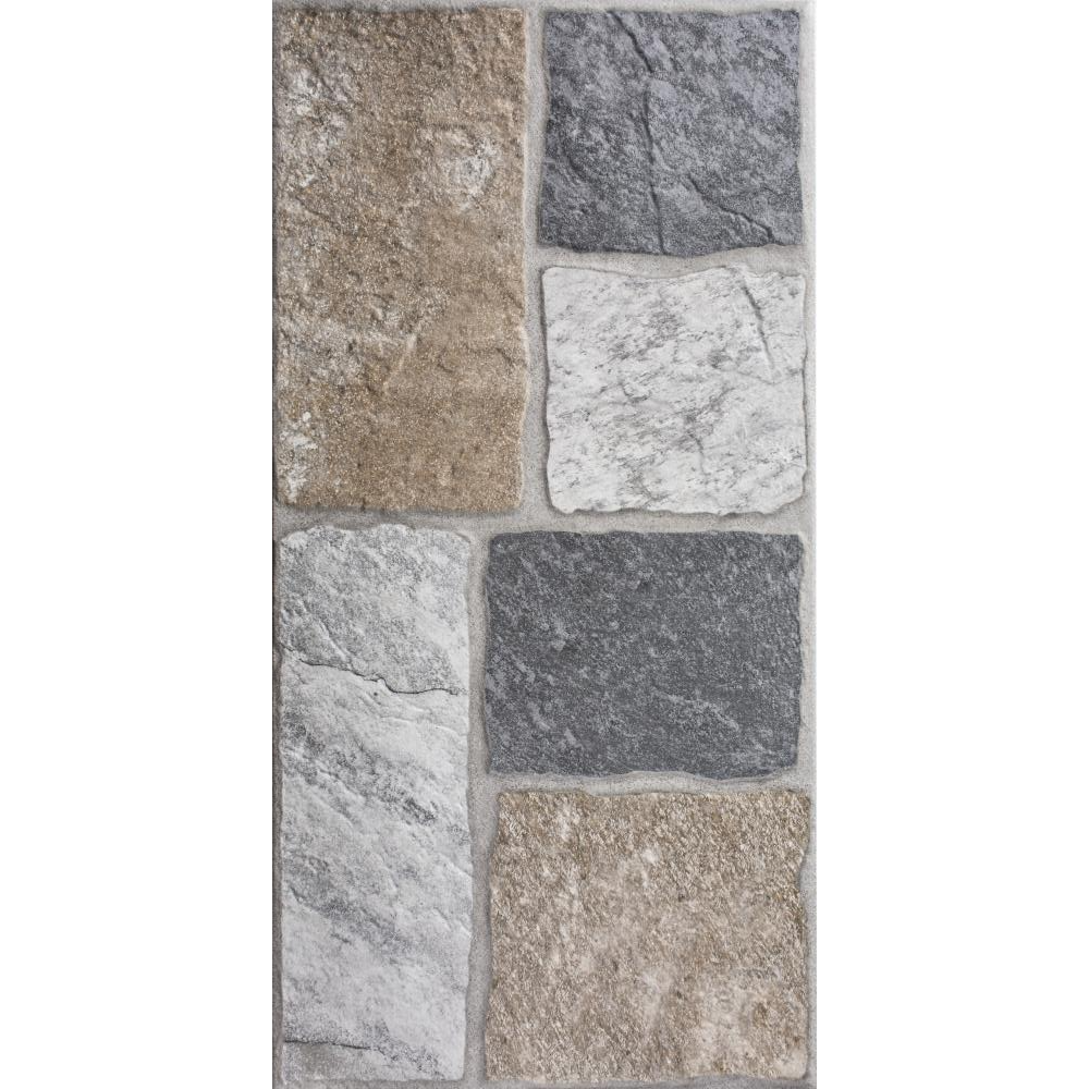 Gresie portelanata Ispan Lux Milano Grey cu aspect piatra naturala, PEI 4, gri deschis-inchis, grosime 0,8 cm,  30 x 60 cm