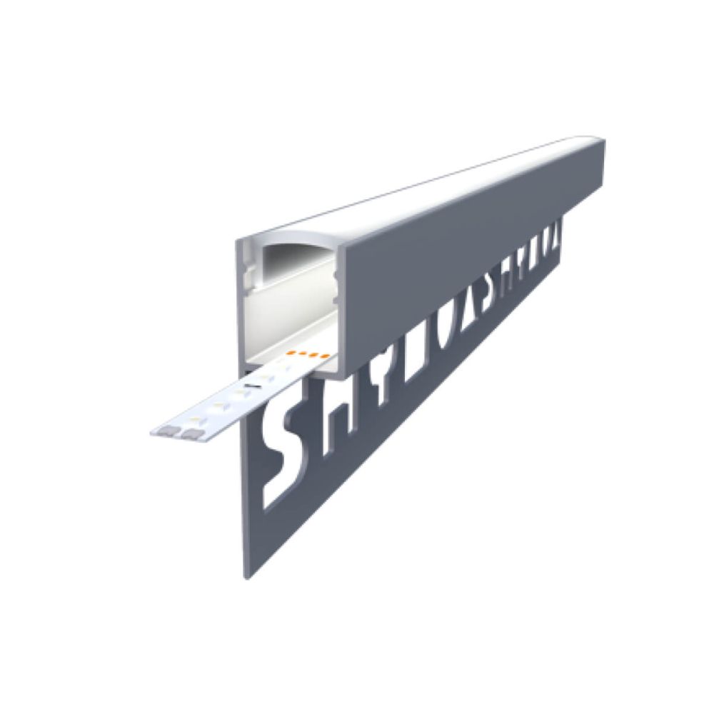 Profil banda LED pentru plinta ceramica LED.808.10.PKR2, aluminiu, incorporabil, lucios, gri, 10 x 2700 mm