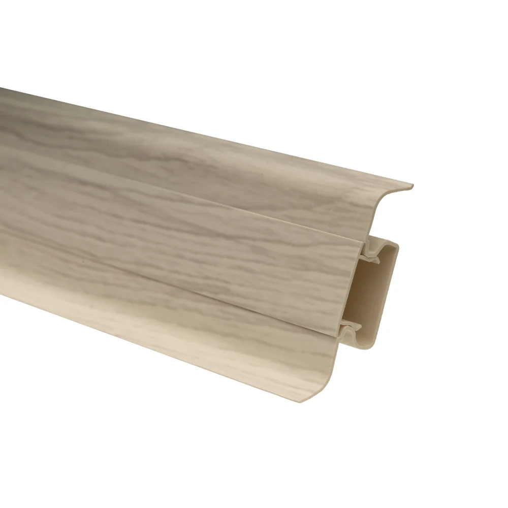 Plinta parchet cu canal dublu si margini flexibile Set 10456-6020 Triton, crem, 2500 x 52 x 22.5 mm