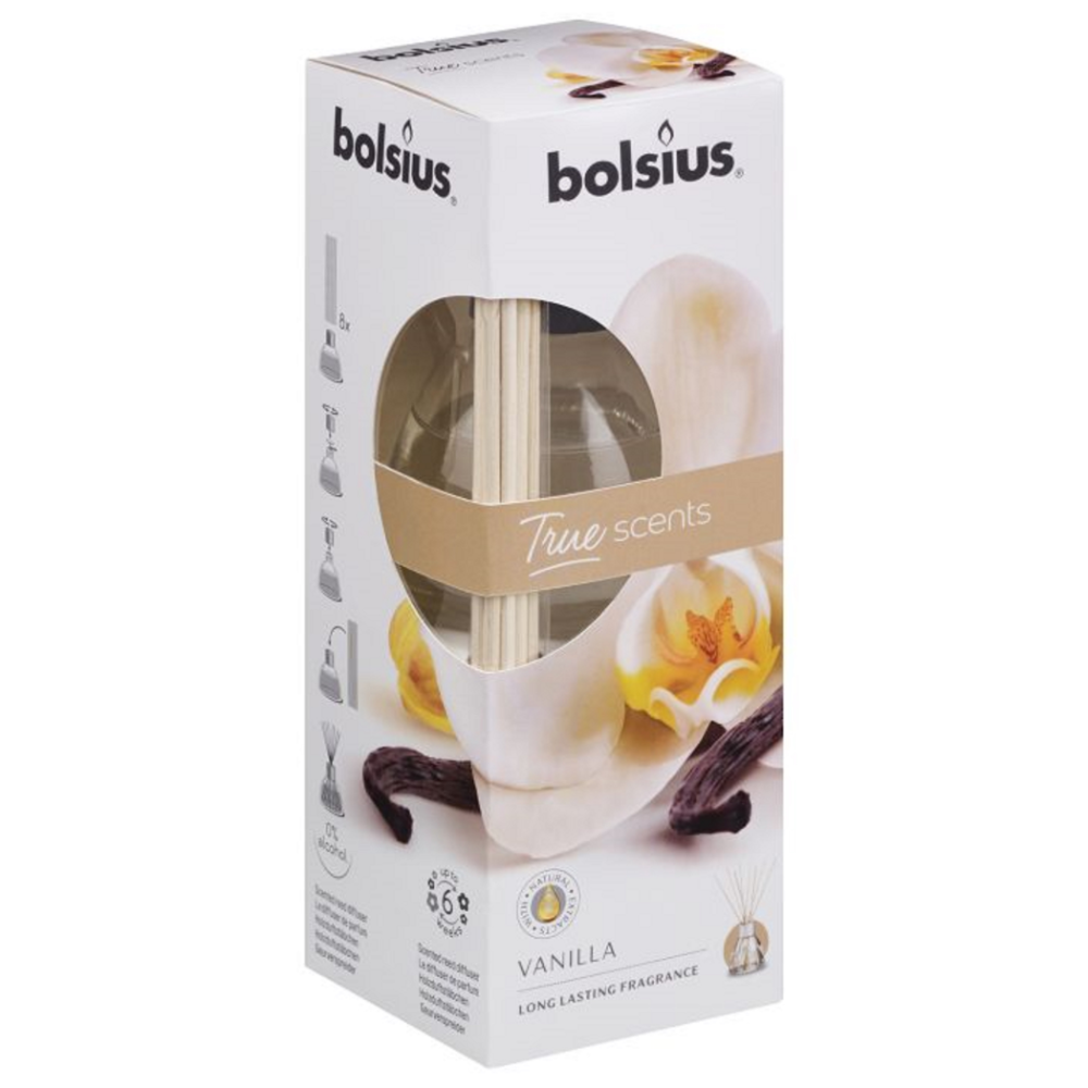 Odorizant cu betisoare Bolsius True Moods, vanilie, 45 ml