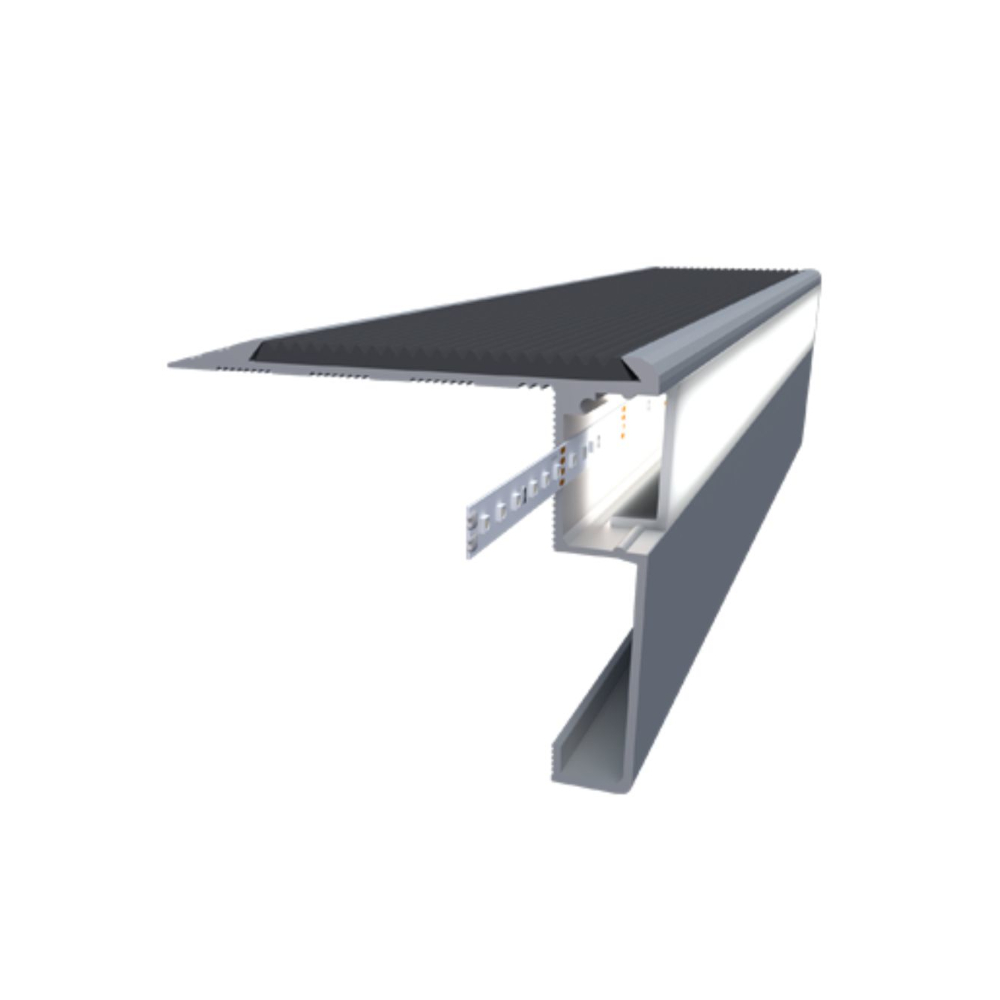 Profil banda LED pentru treapta 81261MKR2, aluminiu, incorporabil, mat, argintiu, 61 x 2500 mm