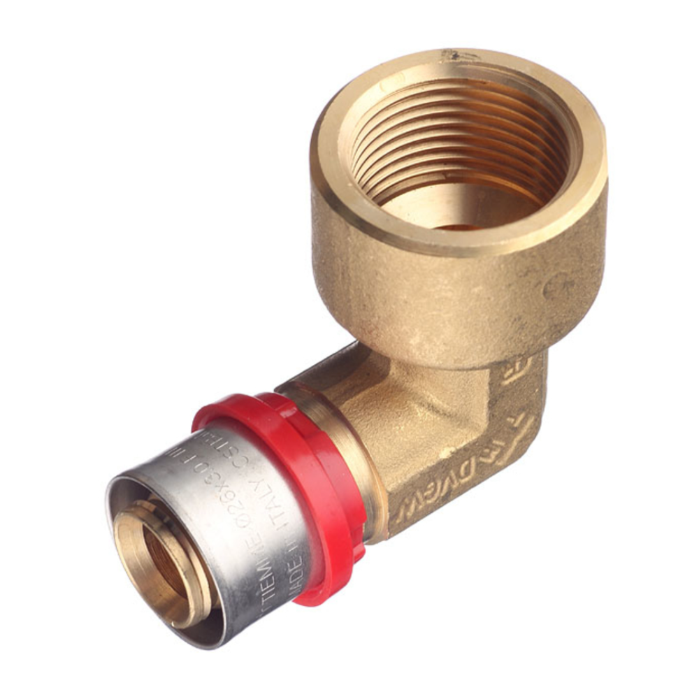 Cot cu presare multistrat Tiemme, filet interior, alama, diametru 26 mm, racord 1