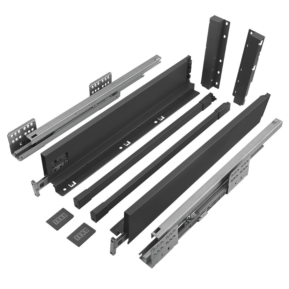 Sistem pentru sertar, Teko Slim, antracit, slim, 40 kg, H 199 mm, 500 mm