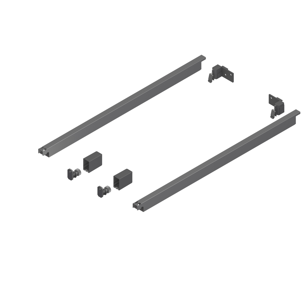 Set lonjeron rectangular Grass, otel, antracit, 400 mm