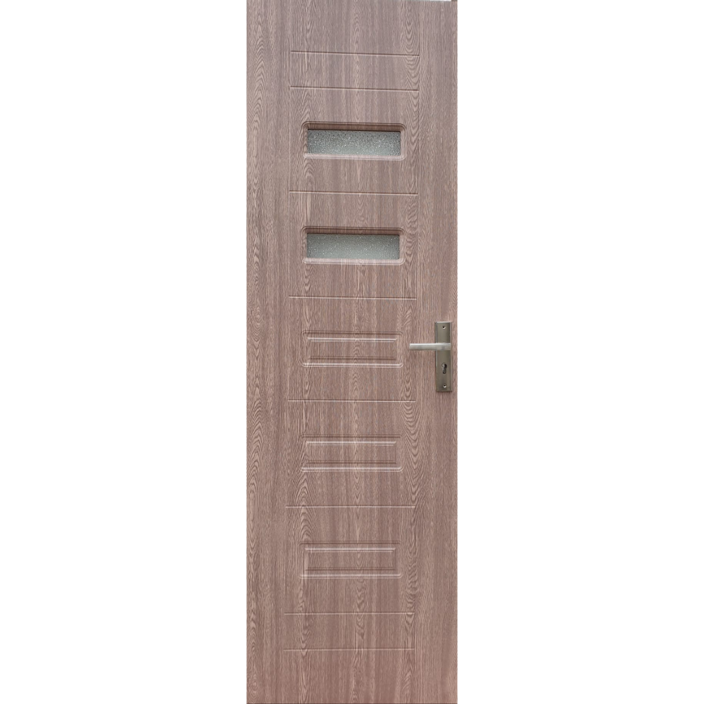 Usa interior celulara cu geam Pamate M104, reversibila, MDF, gri, toc reglabil, 200 x 60 x 3.5 cm