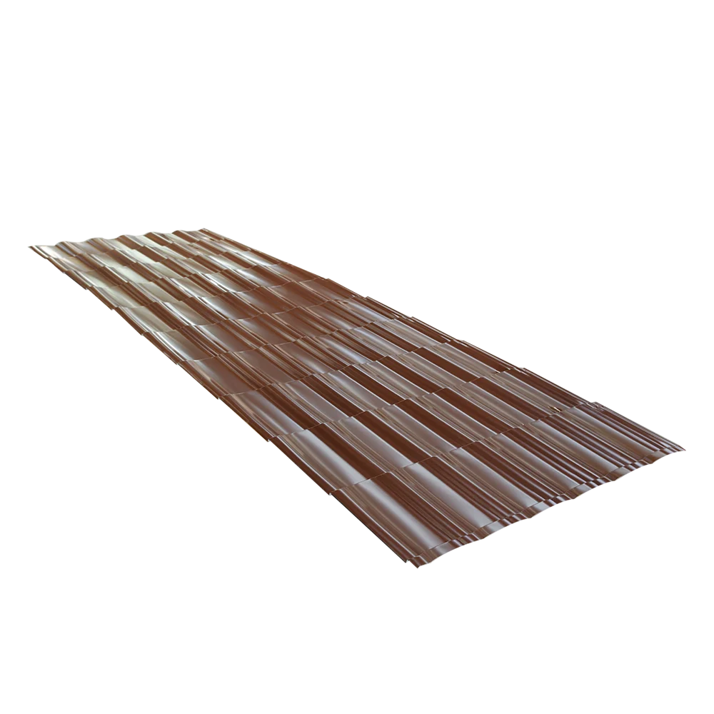 Tigla metalica Durako Riva, maro RAL 8017, lucios, grosime 0,50 mm, 0,395 x 1,180 m