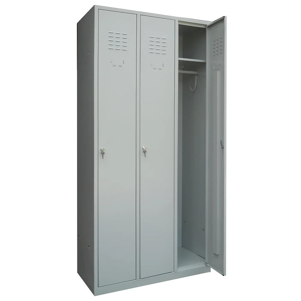 Vestiar metalic cu 3 usi, 89 x 45 x 180 cm