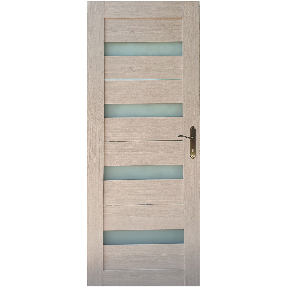 Usa interior celulara cu geam Pamate U76, reversibila, MDF, crem, toc fix, 200 x 70 x 3.5 cm