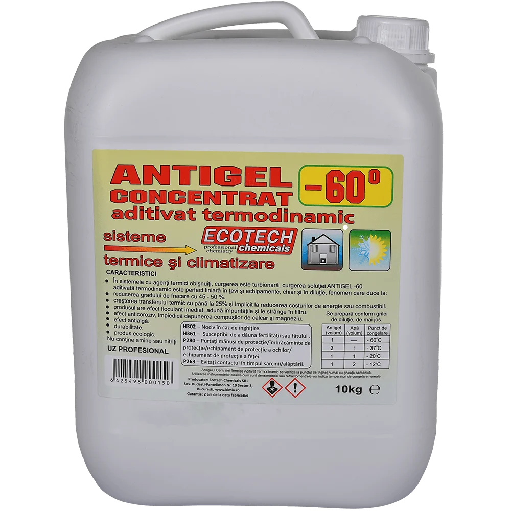 Antigel concentrat Ecotech Chemicals, pentru centrale termice, aditivat termodinamic, - 60 C, 10 kg