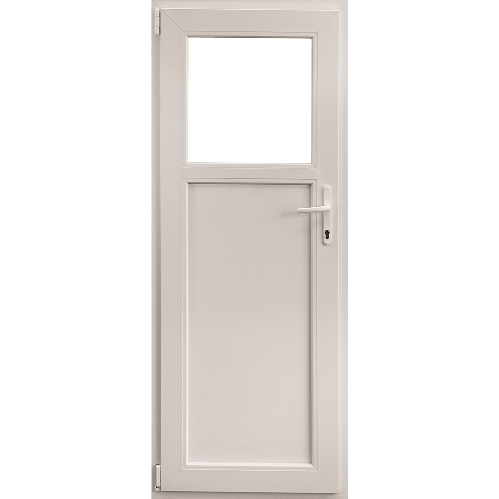 Usa PVC secundara, 5 camere, alb, 86 x 204 cm, stanga, geam 1/3