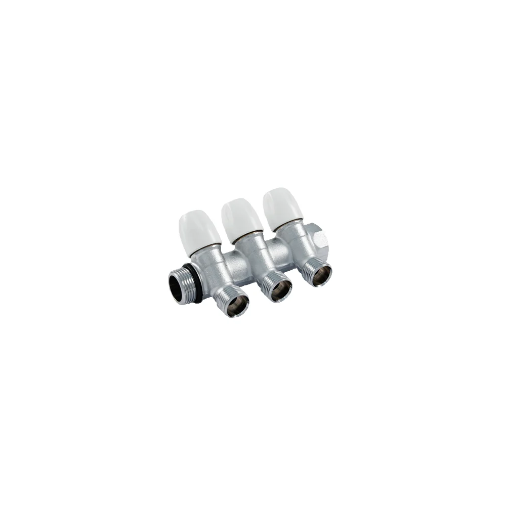 Colector liniar modular cu robineti Tiemme Maxima, tur de 1, alama, 4 cai 1/2 x 16 mm