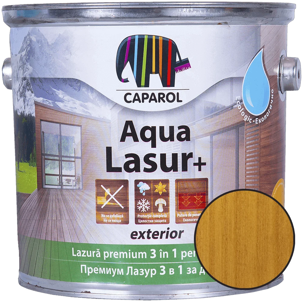 Lazura pentru lemn de exterior Caparol Aqua Lasur+ stejar, 2,5l