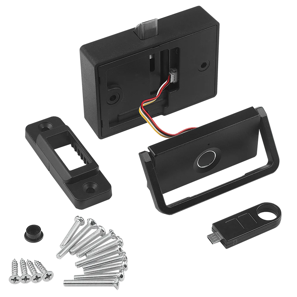 Yala birou electronica cu amprenta digitala, plastic si otel, negru, 85 x 60 x 40 mm