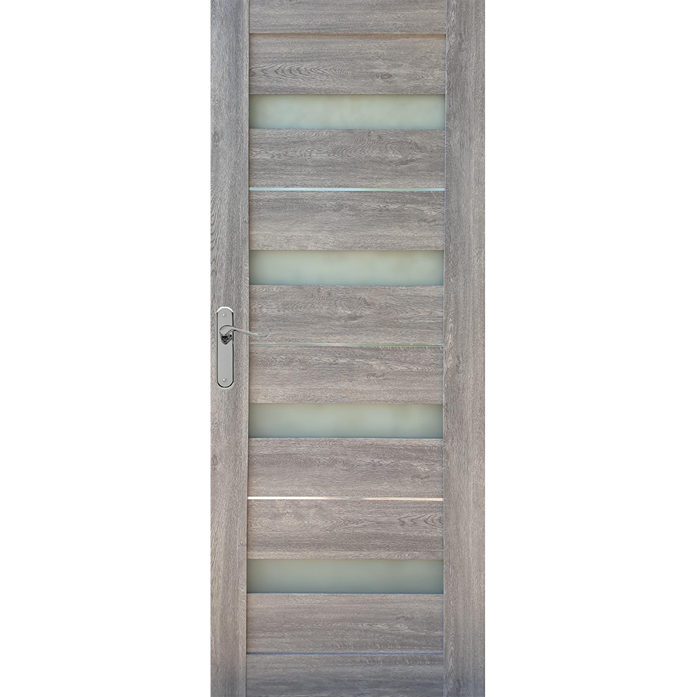 Usa interior celulara cu geam Pamate U76, reversibila, MDF, gri, toc fix, 200 x 70 x 3.5 cm