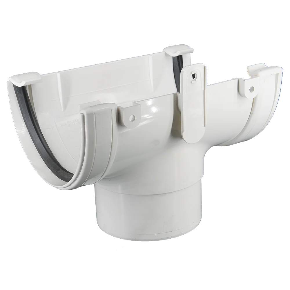 Racord jgheab-burlan, PVC Regenau, jgheab 125 mm, burlan 100mm, alb