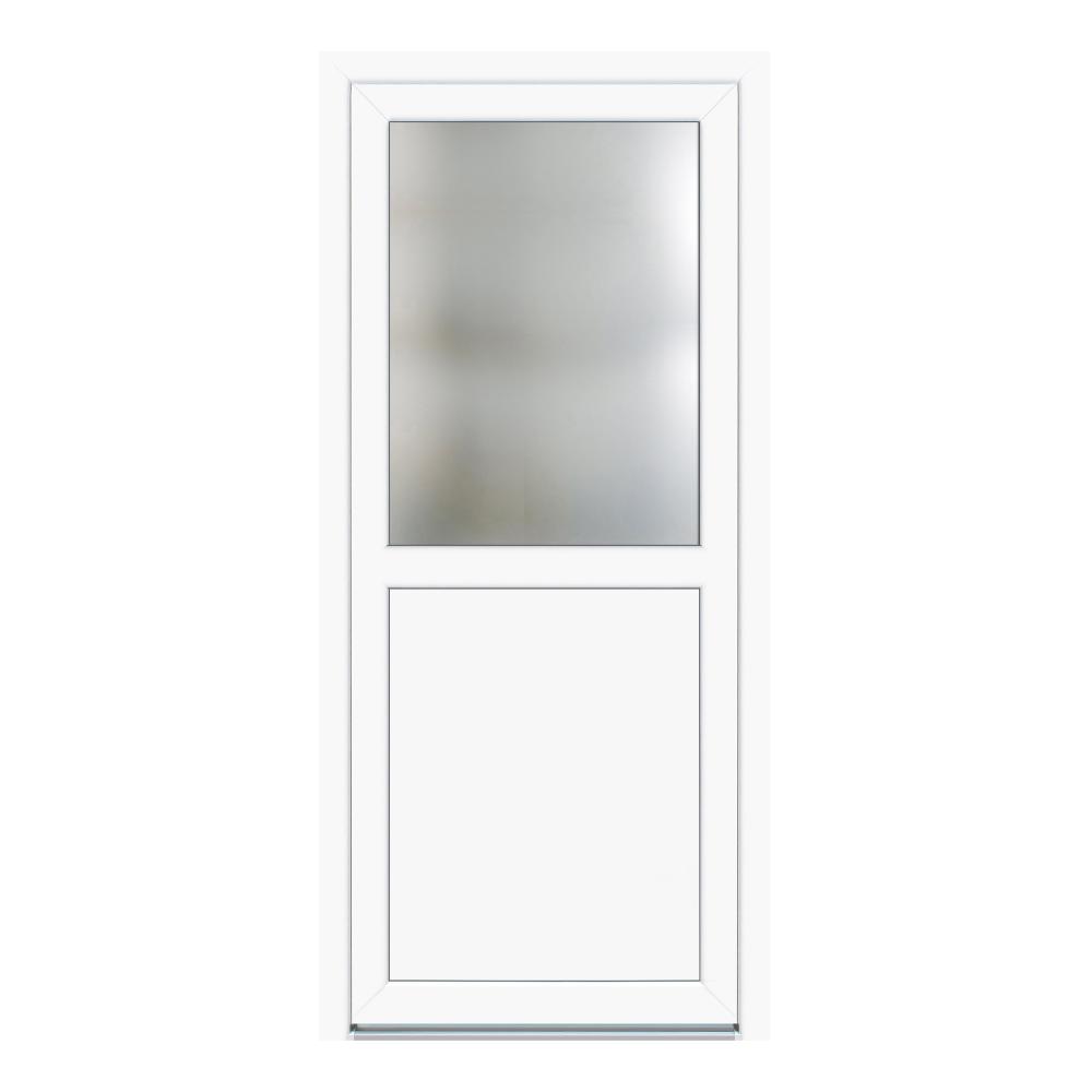 Usa PVC secundara, alb, 88 x 190 cm, dreapta, 4 camere, geam 1/2