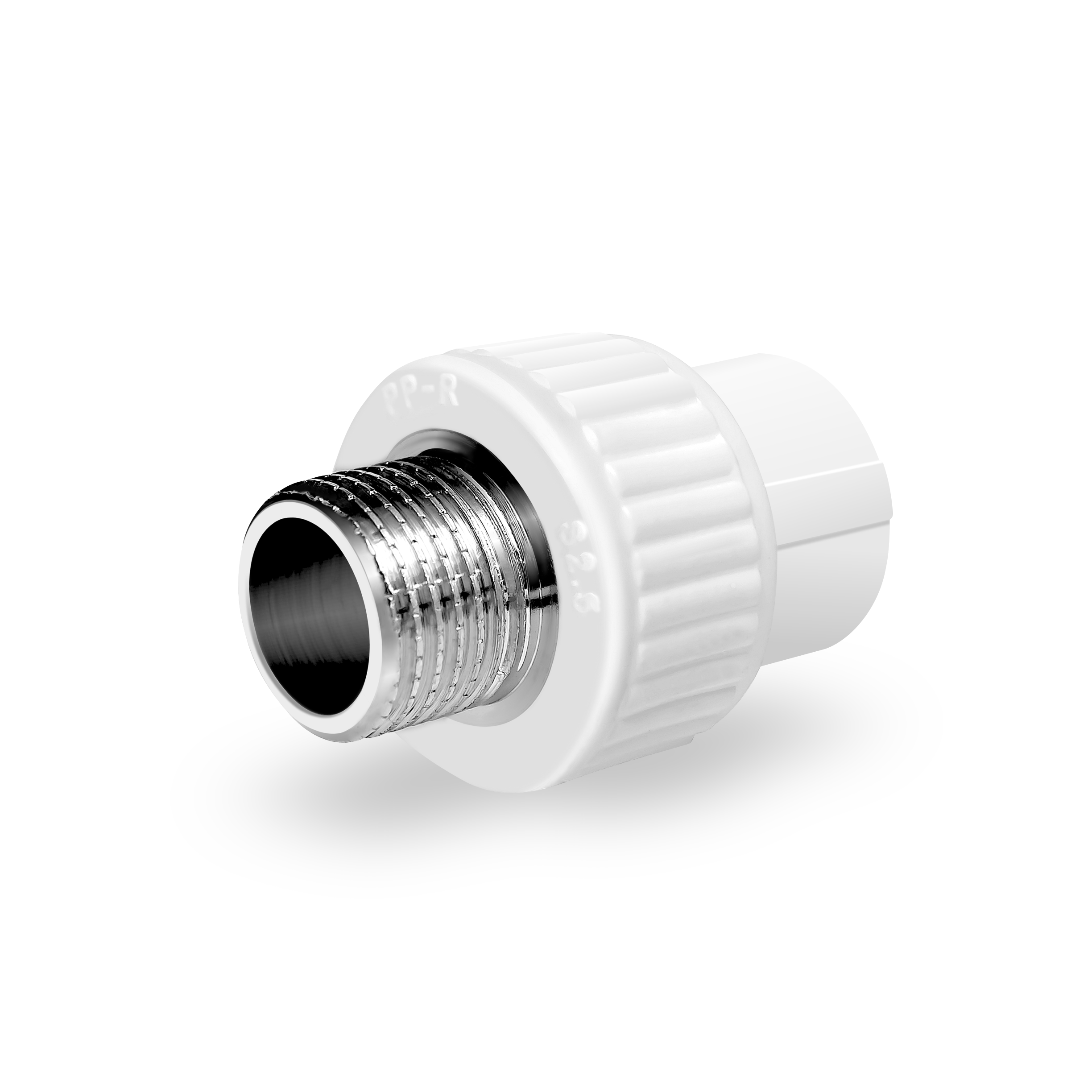 Mufa PPR 40 mm , 1 1/4, filet exterior, alb