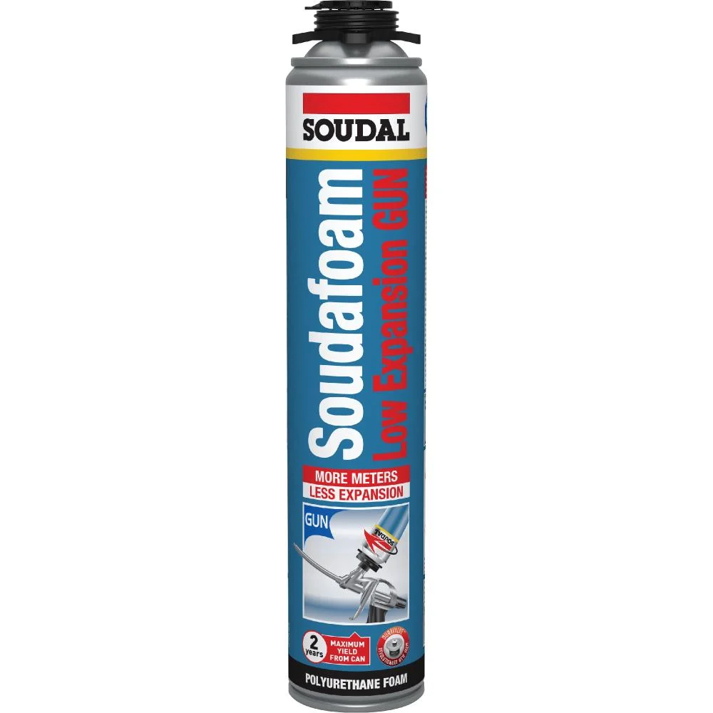 Spuma poliuretanica cu expandare redusa Soudal Soudafoam Low Expansion, aplicare pistol, 750 ml